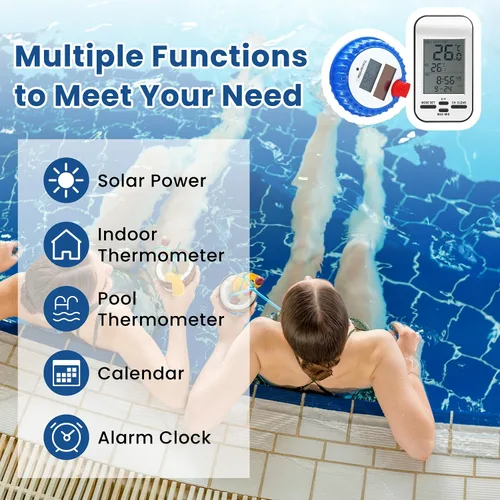 Vista 4 de Termómetro inalámbrico de 300 pies de largo, medidor de temperatura solar, sensor de temperatura de piscina, flotante, fácil de leer, impermeable