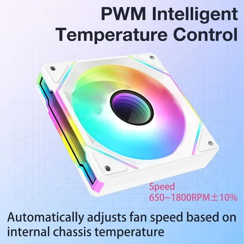 Vista 5 de SYNC Software - Paquete de 3 ventiladores de computadora Infinity Mirror ARGB de 4.724 in, negro PWM de alto rendimiento, con efecto de luz