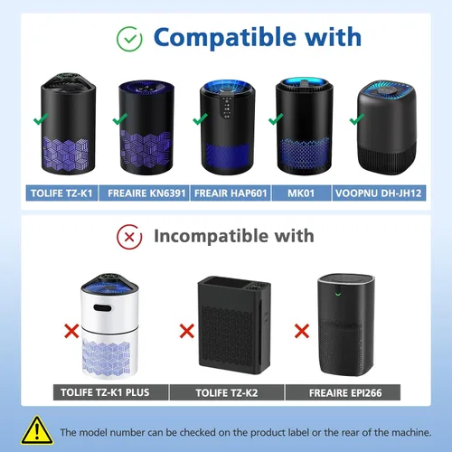 Vista 2 de Paquete de 2 filtros de repuesto TZ-K1 compatibles con purificador de aire FreAire, VOOPNU DH-JH12, purificador ToLife y MK01 MK06, filtros