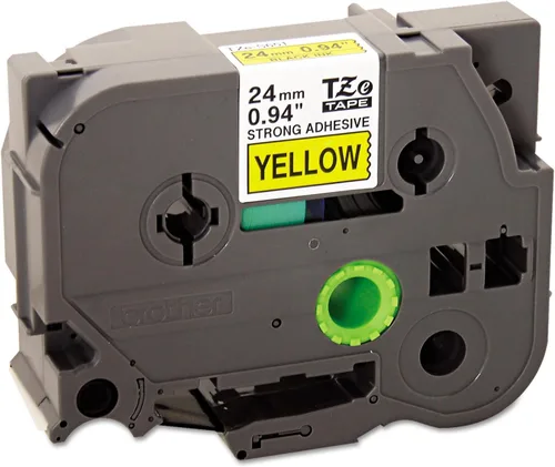 Vista 20 de Brother - Cinta laminada Negro sobre Amarillo, 24 mm Empaquetado al menudeo, Negro sobre blanco