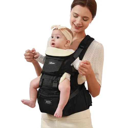 Vista 3 de SUNVENO Portabebés ergonómico 3 en 1 con asiento de cadera para recién nacidos y niños pequeños, soporta 20 libras y más, alivio de cintura