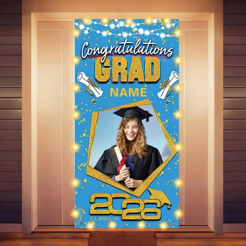 Vista 9 de Decoraciones personalizadas para fiestas de graduación 2026 – Cartel de felicitación de graduación grande – Cartel de fondo de graduación