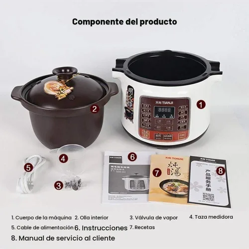 Vista 6 de DGD40-40LD olla eléctrica para estofado, 4L olla de cocción lenta completamente automática, olla interior de cerámica, 120V, 600W, 3 ~ 6 personas