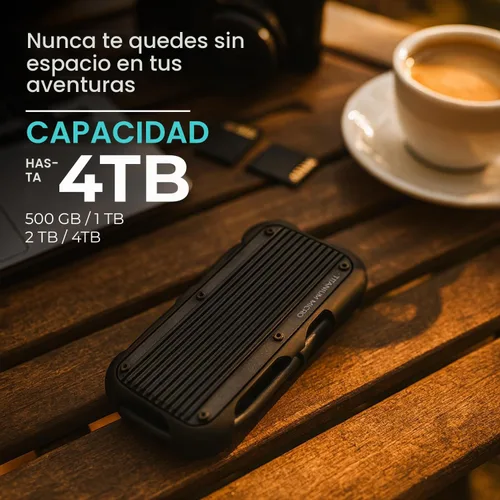 Vista 6 de Mercury SSD portátil externo 500GB 1000MB/s resistente a prueba de gotas de agua USB-C