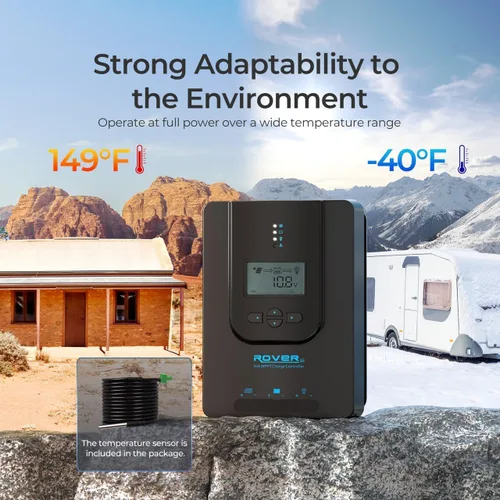Vista 5 de Renogy Controlador de Carga Solar (Bluetooth) - Rover 20A 12V24V Entrada CC Automática MPPT Controladores de Carga para Paneles Solares LCD