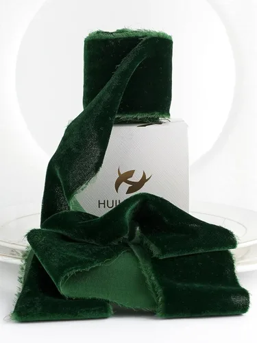 Vista 16 de HUIHUANG Cinta de terciopelo marrón de 2 pulgadas hecha a mano de seda deshilachada para ramo de flores, envoltura de regalos, invitaciones