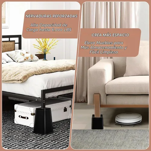 Vista 6 de shouwuhho Elevador de Cama de 8 Pulgadas de Alta Resistencia, Elevador de Muebles de 12" 8" 4" para Mesa, Pata de Escritorio, Sofá, Sofá Cama