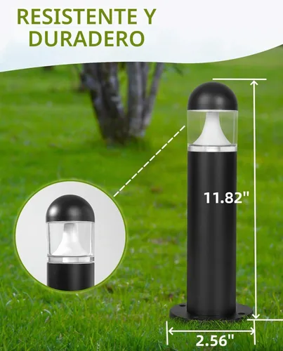 Vista 2 de Luces de camino al aire libre, 12V LED Bolardo luz, negro Negro clásico