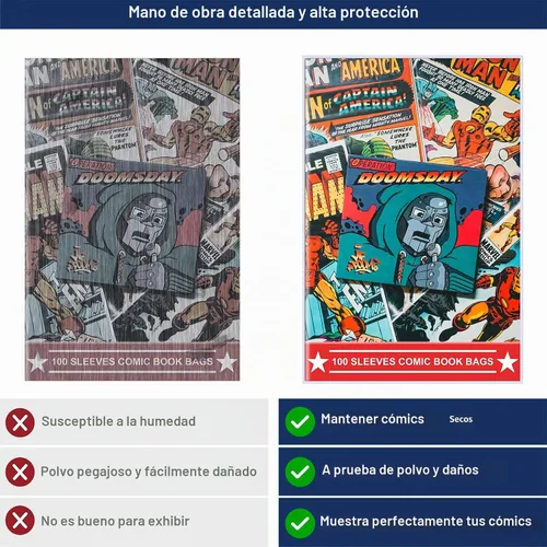 Vista 3 de 100 bolsas y tableros de cómics de la edad plateada – Tableros de cómics reutilizables y bolsas para almacenamiento de cómics, bolsas de cómics