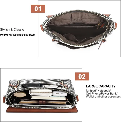 Vista 4 de Crossbody Bags for Women, Large Capacity Canvas Travel Purses and Handbags for Women, Shoulder Messenger Bag for Daily Use
