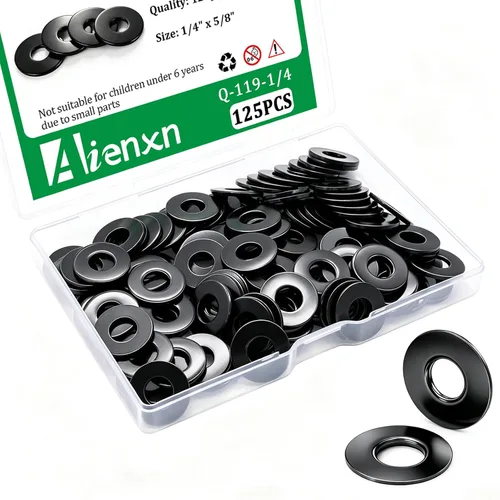 Vista 9 de Kit de surtido de 550 piezas de arandelas planas, 12 tamaños SAE - 1/2, 7/16, 3/8, 5/16, 1/4, 3/16, 12#, 10#, 8#, 6#, 4#, 2#, (18-8) arandelas de SS