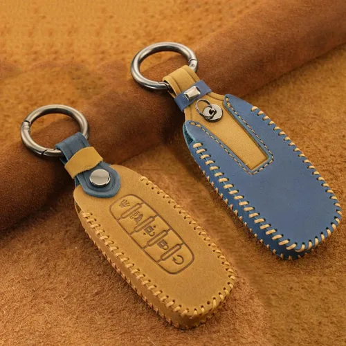 Vista 3 de ontto Leather Key Fob Cover Car Key Holder Case Fit for Nissan Ariya Pathfinder Kicks X-Trail Rogue 8 Gen New Teana 2023 2024