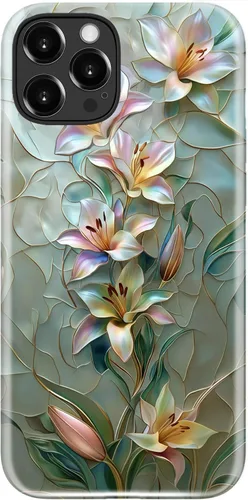 Vista 109 de LUMARKE Funda para iPhone 14/iPhone 13, lindo Y2K floral, carga inalámbrica Mosaico Tortuga Shell