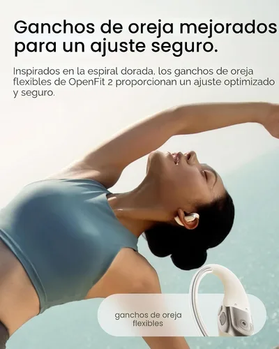 Vista 6 de SHOKZ OpenFit 2 Auriculares de Oreja Abierta, Auriculares Inalámbricos Bluetooth Verdaderos con Micrófono, Auriculares con Gancho para la Oreja