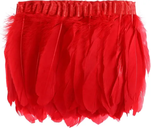 Vista 12 de AWAYTR - Vestiduras con flecos de plumas de pato y ganso de 2 yardas Negro