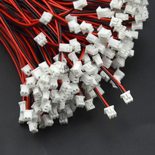 Vista 2 de 100 unidades (50 pares) de 0.049 in 2PIN hembra y macho de conexión con conector de terminal rojo y negro, cable de cable compatible con conector