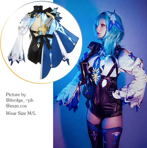 Vista 2 de NSPSTT Eula Cosplay Genshin Impact Cosplay para mujer disfraz de Halloween de cuero romper