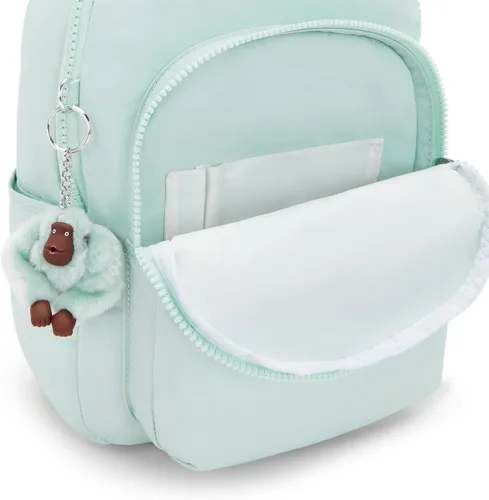 Vista 39 de Kipling Mochila pequeña Seoul para mujer, duradera, correas acolchadas para el hombro con funda para tableta, bolsa, Firma Emb, Mochila para tableta