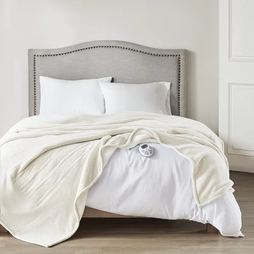 Vista 30 de Serta - Manta de vellón sherpa reversible, ultrasuave y tejida, manta térmica, manta eléctrica; cómoda, agradable y abriga y protege del frío