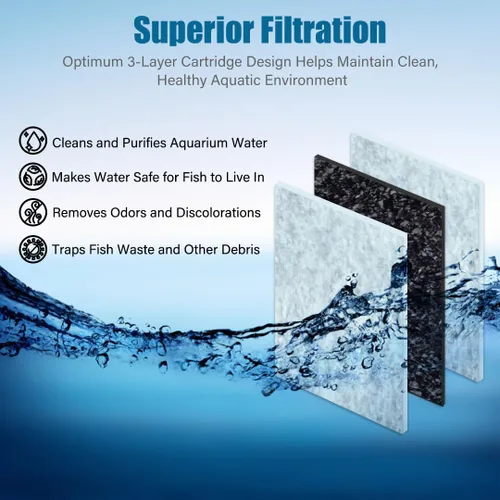 Vista 3 de Paquete de 12 cartuchos de filtro XS para acuario, cartucho de repuesto para peceras Koller Products