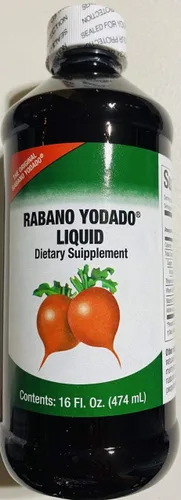Vista 2 de Rabano Yodado Liquid 16 Fl Oz - Tamaño extra - Suplemento Vitamina B12, B6 y Tiamina (1 mes de suministro) Líquido de rábano ionizado con yodo
