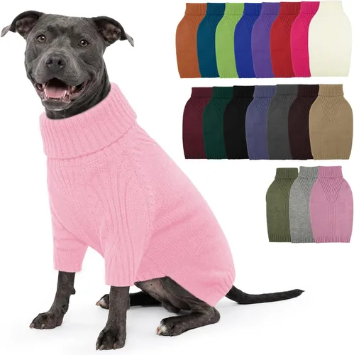 Vista 57 de IECOii Suéter de perro salchicha de cuello alto para perros pequeños, medianos y hembras, elástico y transpirable, abrigo de punto cálido, para Negro
