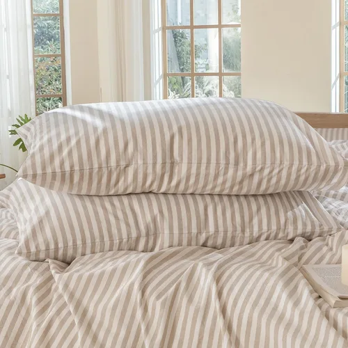 Vista 68 de MooMee Juego de 2 fundas de almohada de cuadros 100% algodón lavado con textura parecida al lino, transpirable, duradera, suave y cómoda