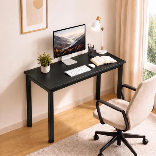 Vista 2 de Escritorio para computadora para espacio pequeño, moderno y simple, escritorio para computadora portátil, escritorio de estudio para oficina en Negro