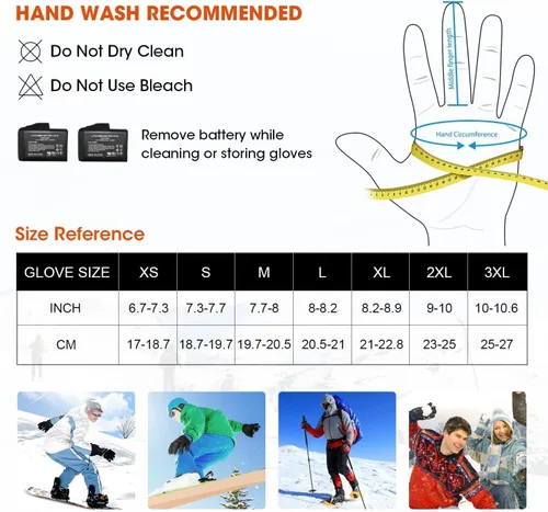 Vista 7 de SNOW DEER Guantes térmicos para hombres y mujeres, guantes eléctricos con batería recargable calentados de mano para motocicleta, ciclismo, caza