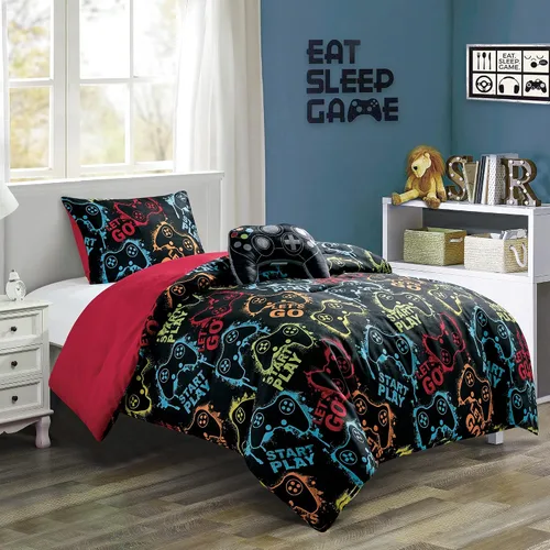 Vista 18 de Chezmoi Collection Juego de ropa de cama de 3 piezas para niñas, color blanco y negro, tamaño individual, juego de edredón de microfibra con Panda