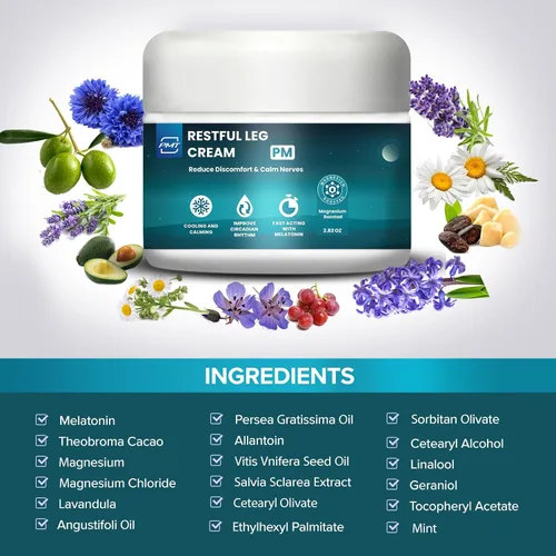 Vista 2 de Crema relajante para piernas de PMT, tópico calmante nervioso para aliviar las piernas, la crema para dormir penetra profundamente, alivia