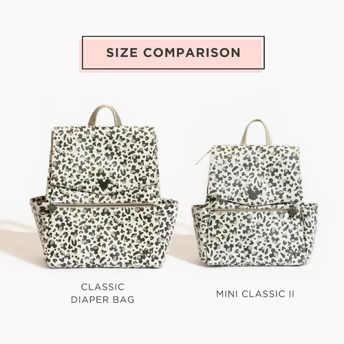 Vista 7 de Freshly Picked Classic Mini II - Mochila para pañales de piel vegana lavable, 8 bolsillos (leopardo de mico)