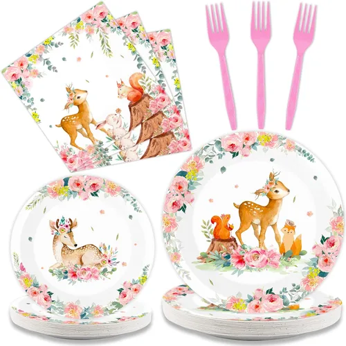 Vista 18 de Tevxj Juego de vajilla de 96 piezas para fiesta mexicana de feliz cumpleaños, platos de postre desechables, platos de fiesta, servilletas, tenedores