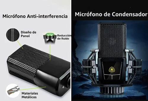 Vista 4 de Paquete de equipo de podcast K300, con micrófono de condensador de podcast, tarjeta de sonido cambiadora de voz con múltiples efectos de sonido