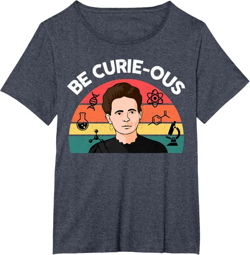 Vista 15 de Camiseta de ciencia para mujer Be Curie-ous Marie Curie Funny Chemist Teacher, Azul Azul Pastel