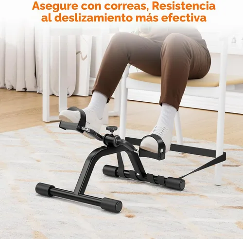 Vista 6 de RYGEO Mini bicicleta estática para ejercicios de recuperación de piernas y brazos, bicicleta de piso ligera y portátil Negro