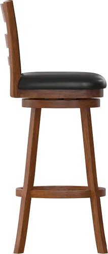 Vista 9 de Taylor & Logan Zayne Classic - Taburete giratorio de madera con asiento de piel sintética, roble antiguo/negro