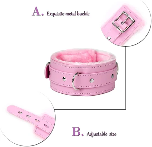 Vista 2 de NouAn Leather Choker Collar with Heart-Shaped Lock Adjustable Size for Women