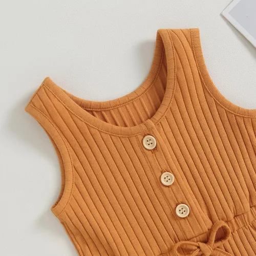 Vista 47 de Traje de verano para niña pequeña, de manga corta, acanalado, overol liso, pantalones cortos, ropa para recién nacidos