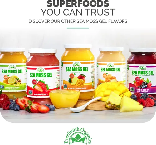 Vista 8 de Gel orgánico de musgo de mar (8 sabores) – 16 onzas – fruta real – musgo de mar silvestre
