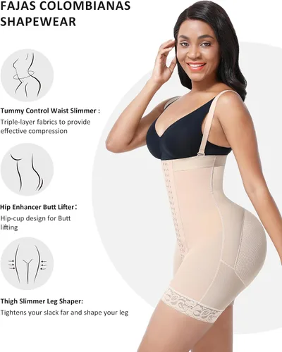 Vista 3 de Fajas colombianas moldeadoras para mujer, control de abdomen, poscirugía, compresión posparto, moldeador corporal