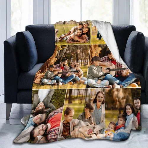Vista 8 de Manta personalizada con fotos, texto, manta personalizada de collage de fotos, manta de franela personalizada, ropa de cama de cumpleaños, Navidad