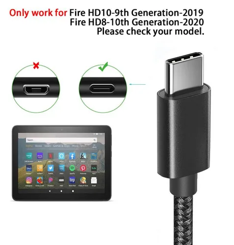 Vista 5 de Cargador de pared con 2 cables tipo C de 6.6 pies para iPhone 15 16 17 PS5 Controller Fire 10 Cargador de tableta para Kindle Kids Fire, tableta