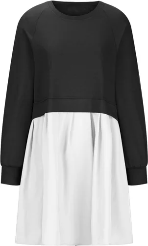 Vista 2 de Vestido tipo sudadera de gran tamaño para mujer, para otoño, de manga larga, sin botones, ajuste relajado, mini vestido