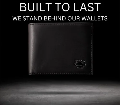 Vista 6 de Stealth Mode Cartera plegable de cuero para hombre con ventana de identificación y bloqueo RFID