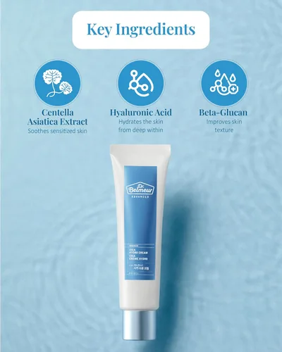 Vista 4 de DR. BELMEUR Advanced Cica Hydro Cream (2 fl oz) - Hidratante facial calmante, fortalecedor de barreras para pieles sensibles. Cuidado de la piel
