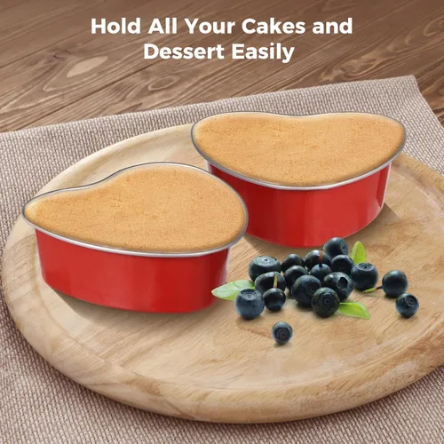 Vista 3 de 50 mini moldes para pasteles con tapas, mini latas para tartas, moldes de papel de aluminio en forma de corazón con tapas, recipiente para tartas
