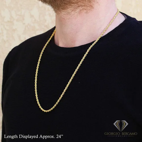 Vista 3 de Giorgio Bergamo Cadena de plata de ley 925 italiana de 0.039in a 0.217in, cadena de corte de diamante, chapado en oro amarillo o pulsera, Metal,