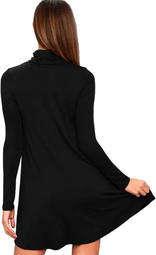 Vista 2 de Vestidos tipo camiseta de manga larga con cuello alto para mujer