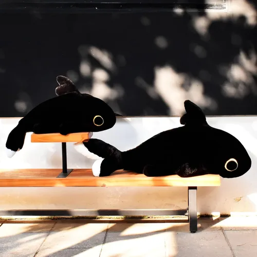 Vista 7 de Juguetes de peluche de Sharkitty, juguetes de peluche combinados de tiburón y gato (negro 27.5 pulgadas)